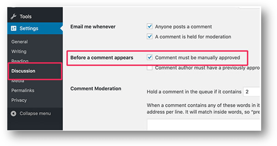 Not Setting up Comment Moderation