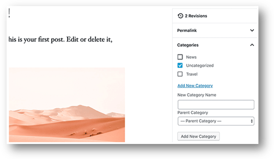 Using Uncategorized as Default Category