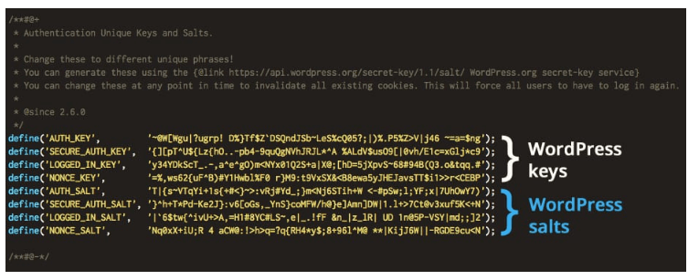 wordpress salts and security keys