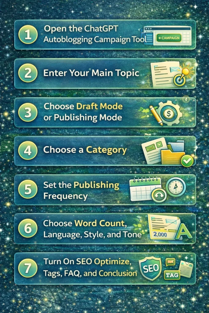 7 steps for ChatGPT autoblogging setup