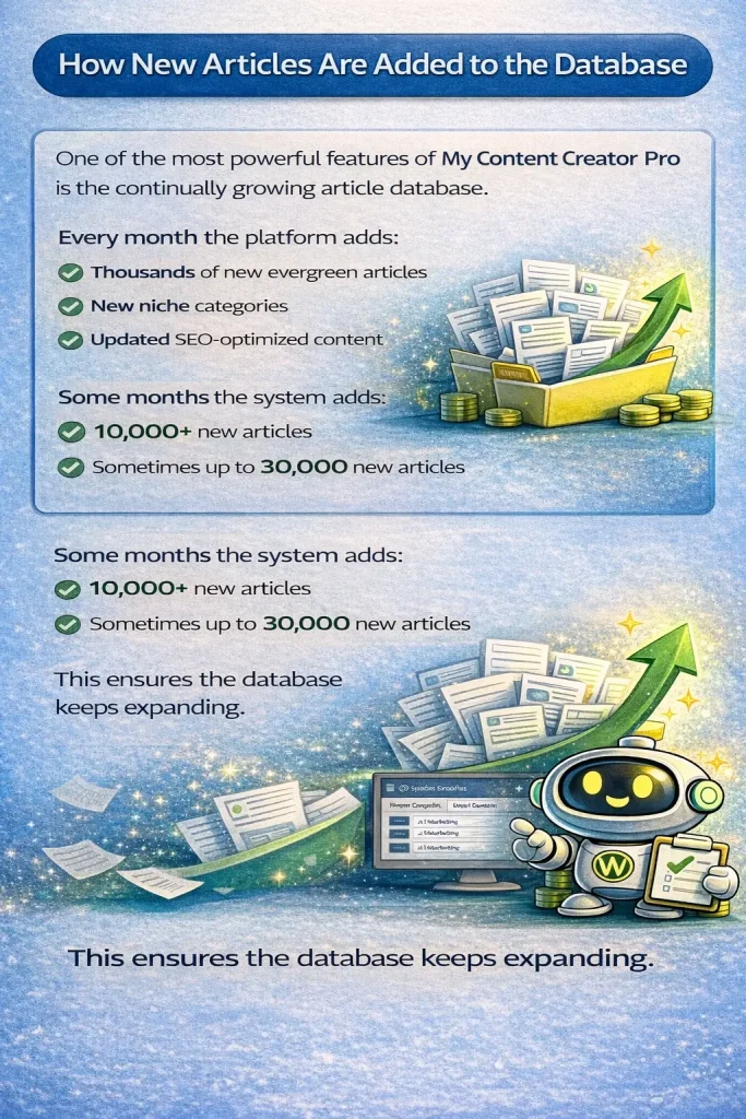 How New Articles Are Added to the Database Of My Content Creator Pro