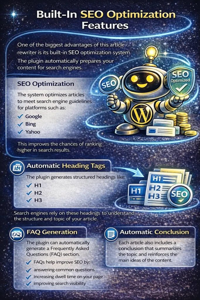 SEO optimization features for article rewriter